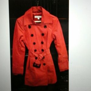 Woman's Red Rain Coat/ Trench Coat -xs
